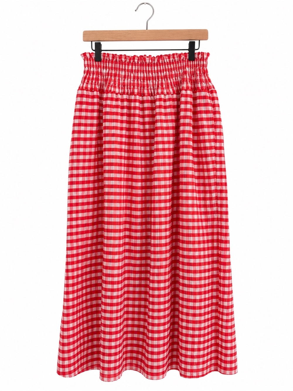 Universal Thread Red and White Gingham Midi Skirt